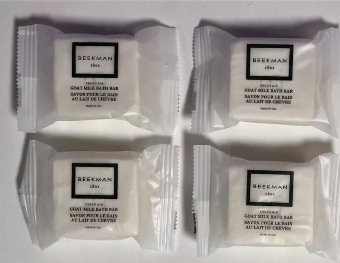 4 BEEKMAN 1802 Goat Milk Bath Bars 2 oz Fresh Air Individually Sealed Sanitary