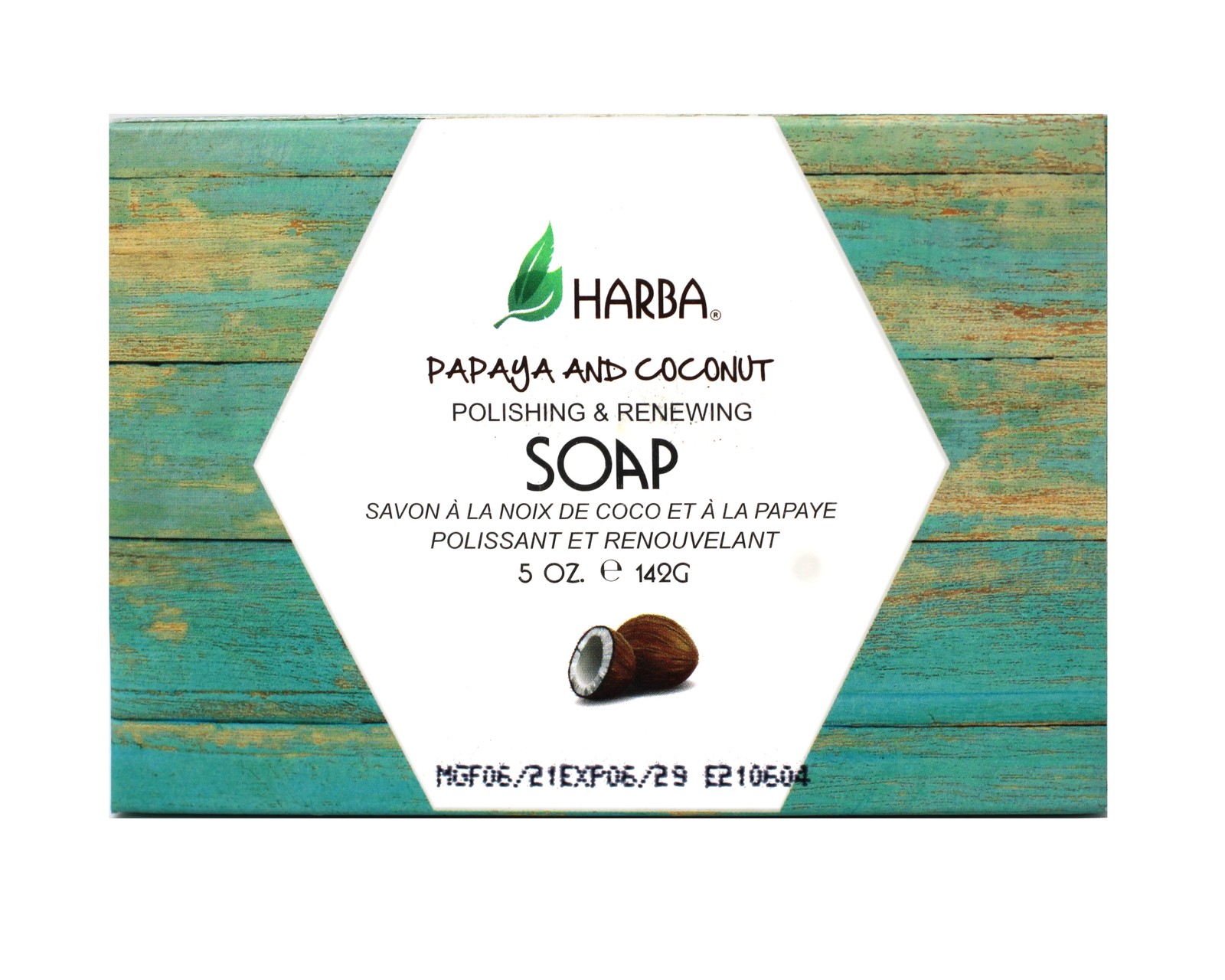 Harba Bath Soap Papaya and Coconut, Polishing & Renewing – 5 OZ (142g) – 2 Pack