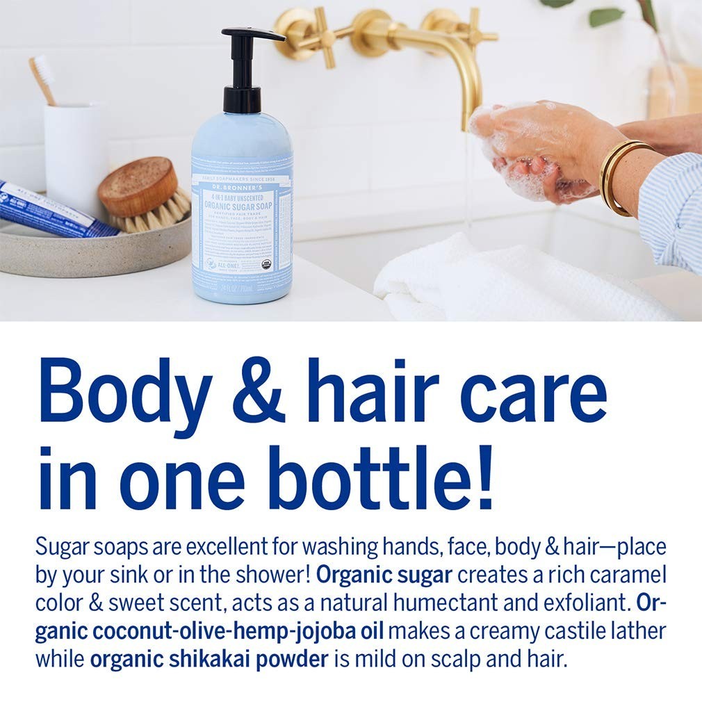 Nourishing 64 Fl Oz Dr. Bronner’s Organic Sugar Soap – Unscented Baby Formula