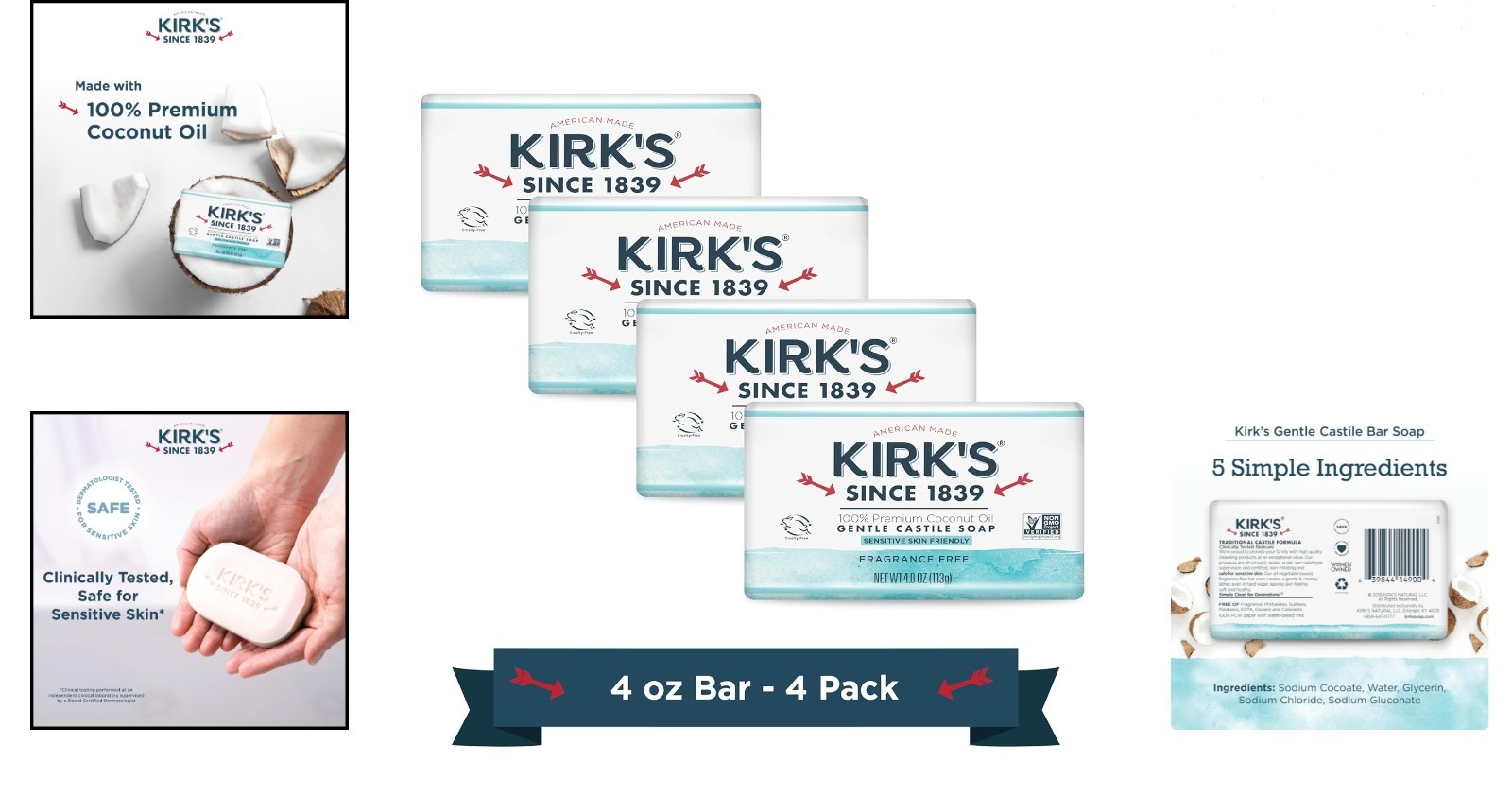 Coco Castile Soap Bars Fragrance Free – 4oz, 18 Pack for Sensitive Skin Delight