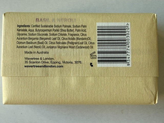 Wavertree & London Naturals Basil & Neroli Soap Bar 200 gr New Free Ship