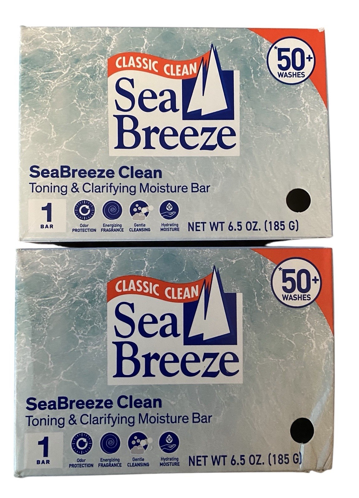 SeaBreeze Classic Clean Toning & Clarifying Moisture Bar Soap 6.5 oz ea Lot of 2