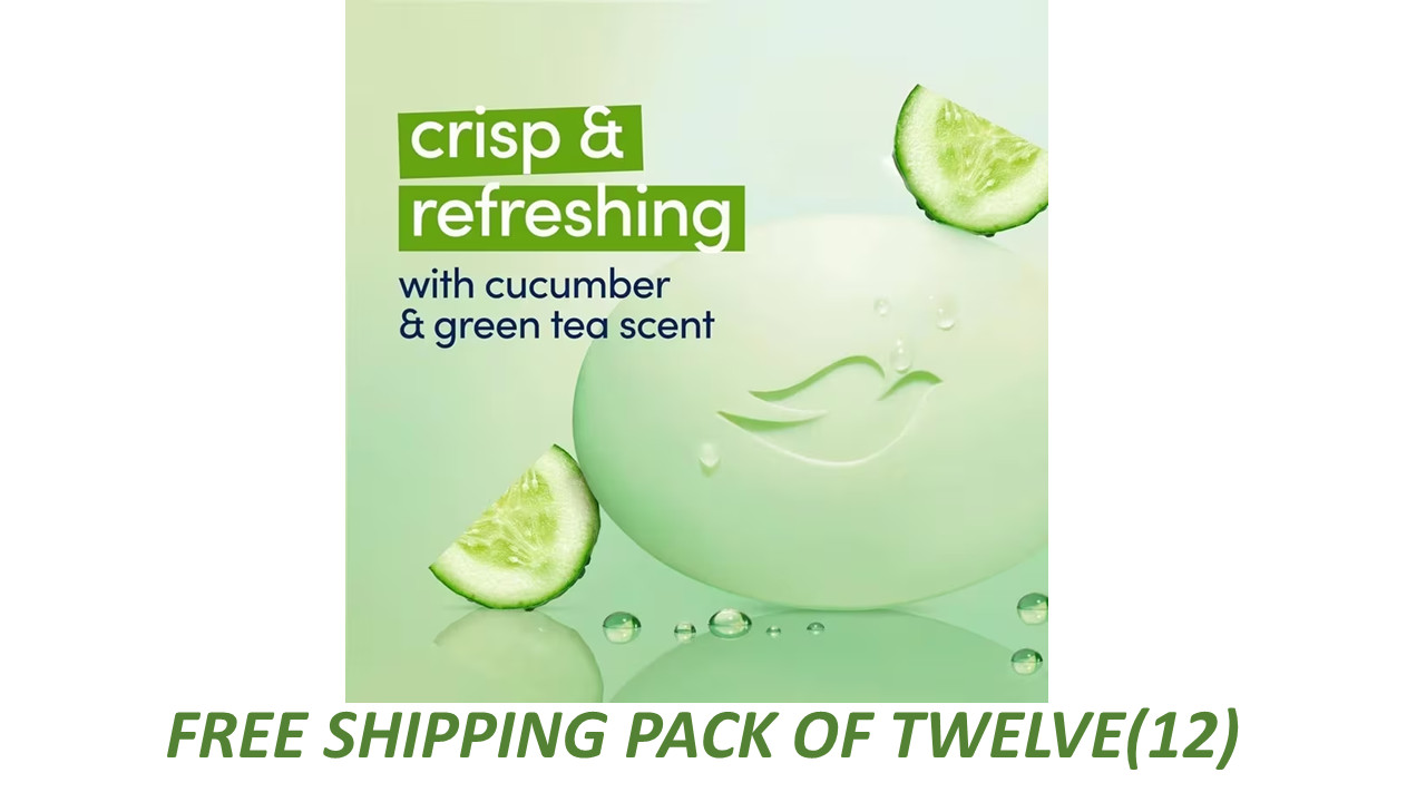 12 X Dove Bar Soap Cool Moisture Beauty Bar with Cucumber & Green Tea 4.7 oz