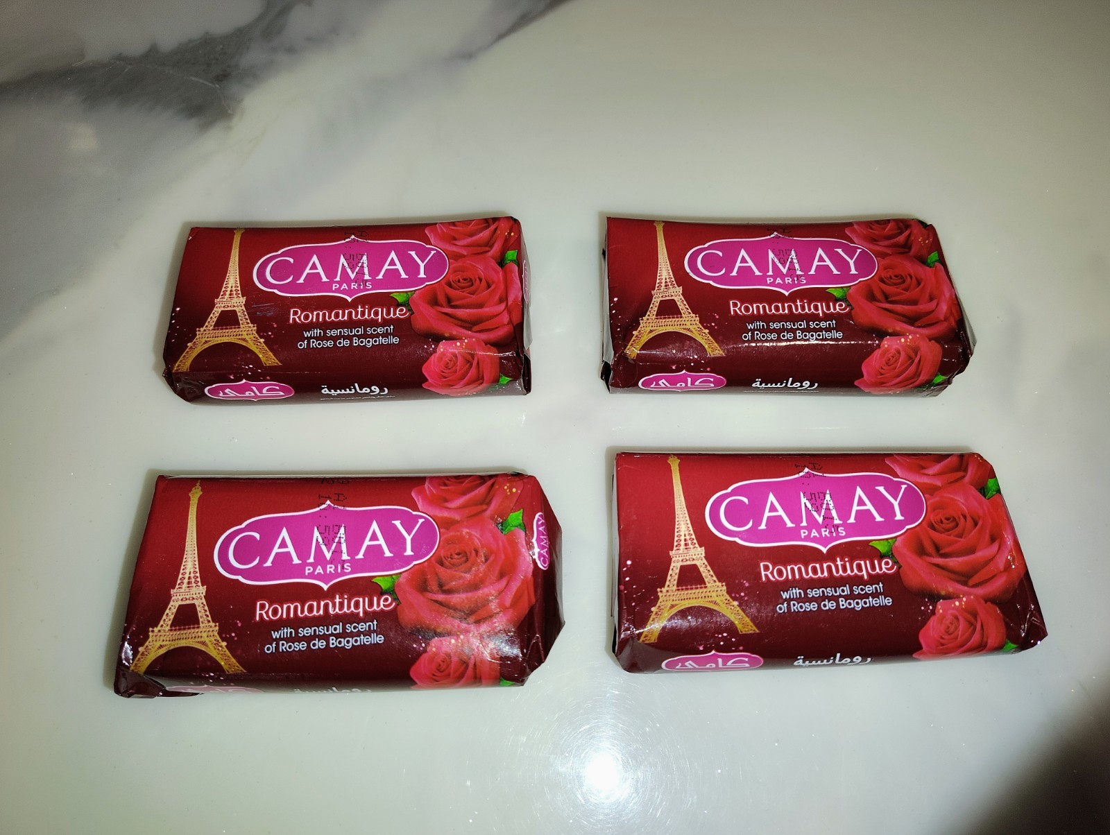 Camay Paris Beauty Bar Soap Romantique Sensual Rose Lot of 4 Unilever Vintage