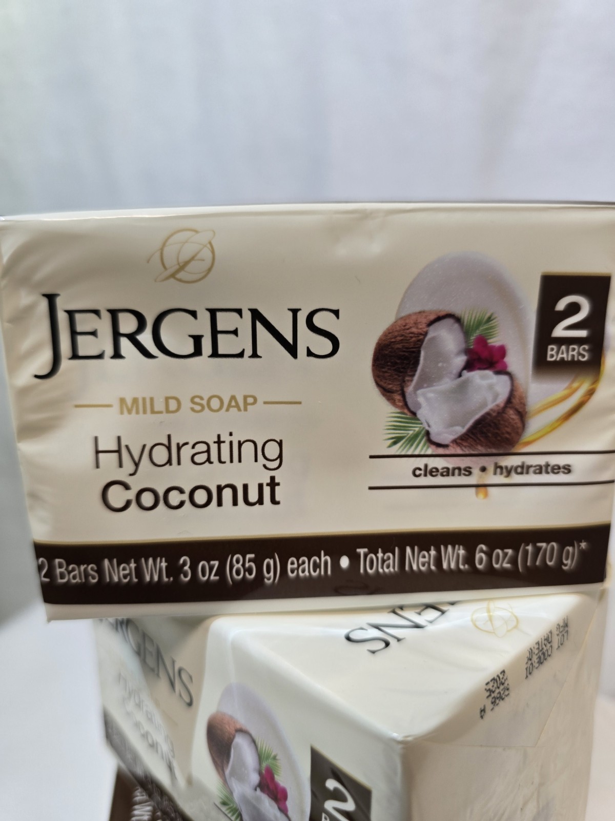 Jergens Mild Soap Hydrating Coconut Body Bar Soap, 2 Bars, 6 oz Multipack