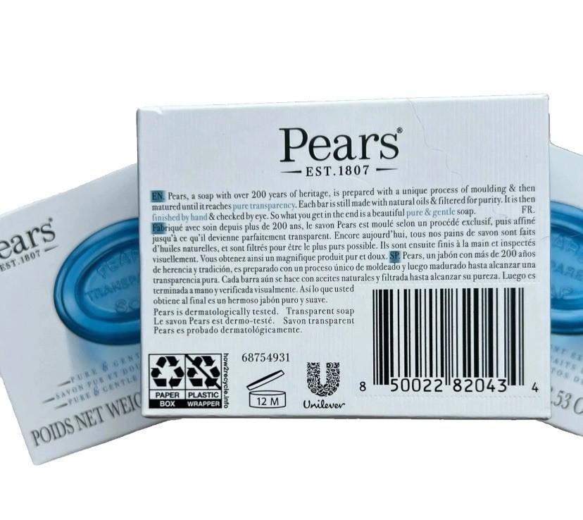 Pears Transparent Glycerin Bar Soap 3.53 Oz Pack of 2 (Blue Color)