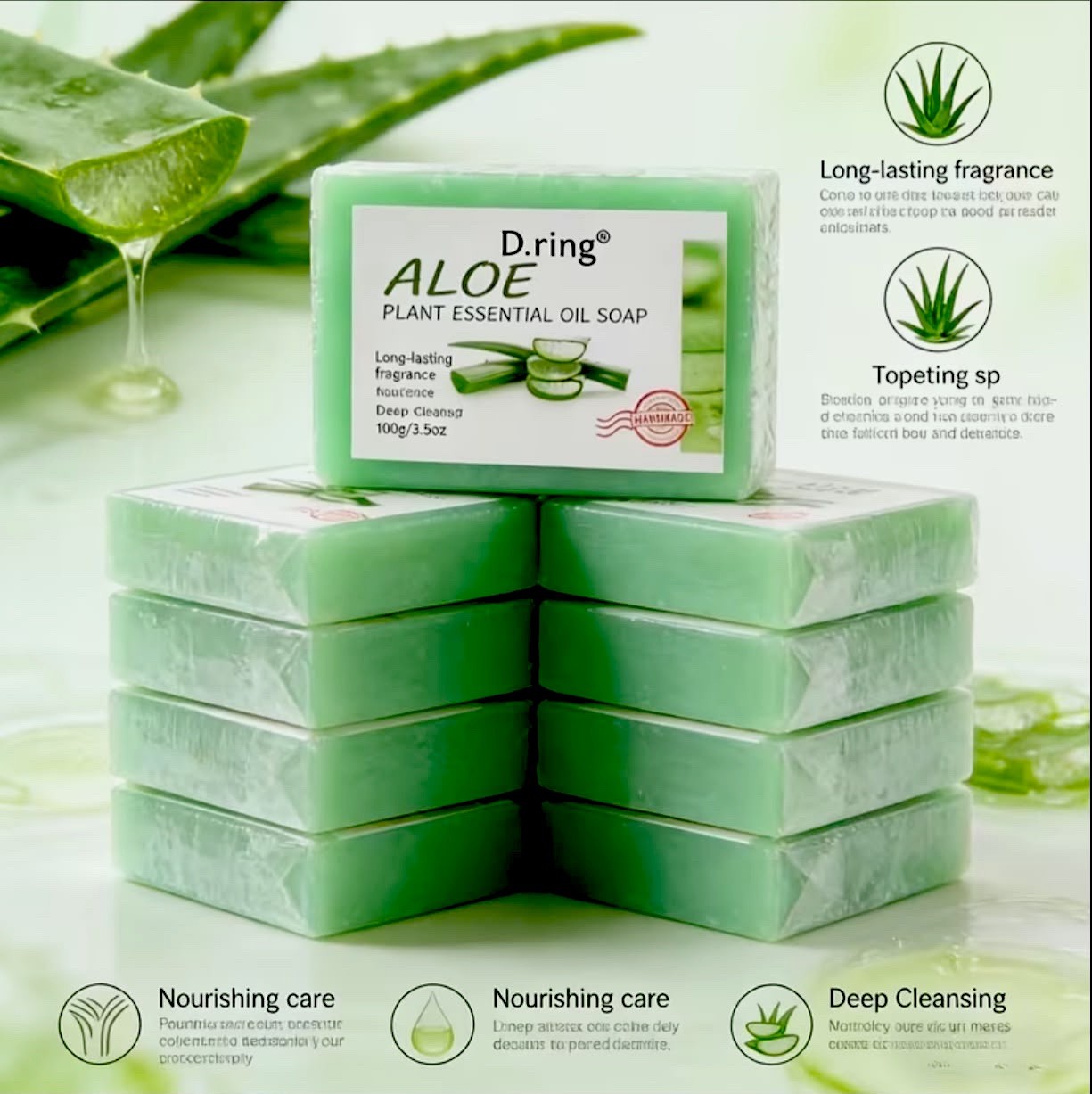 Aloe Vera Bar soap cleansing Face Body Dark spots 3pcs