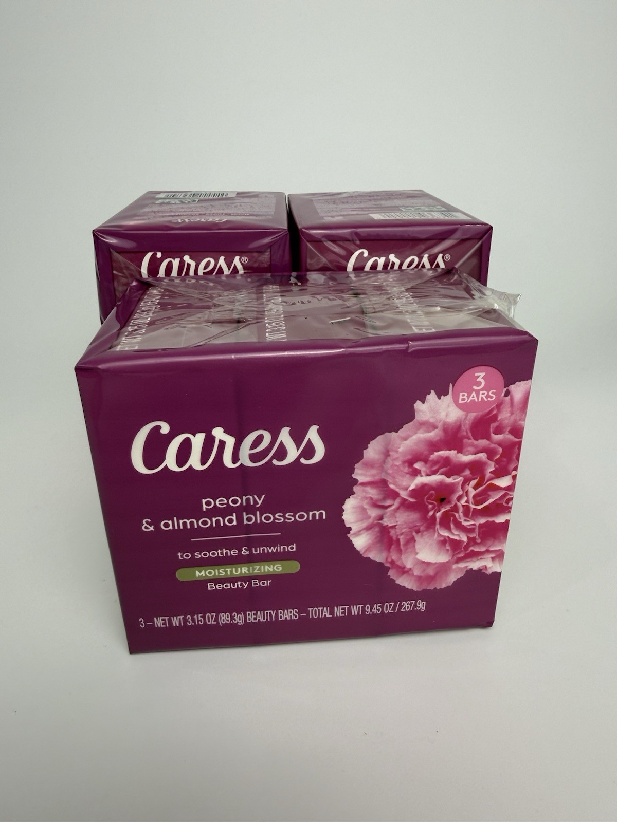 9x CARESS PEONY ALMOND BLOSSOM Bar Soap 3.15 OZ Each 3 Packs Of 3