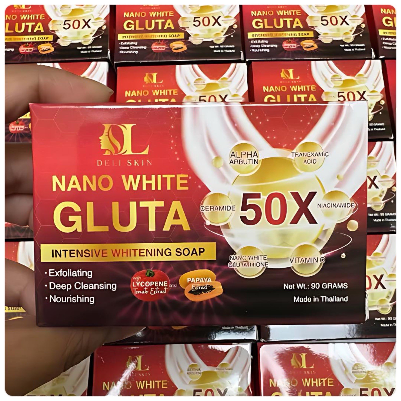 Deli Skin Nano White Gluta Whitening Soap 50x + 20X Glutathione Whitening Lotion