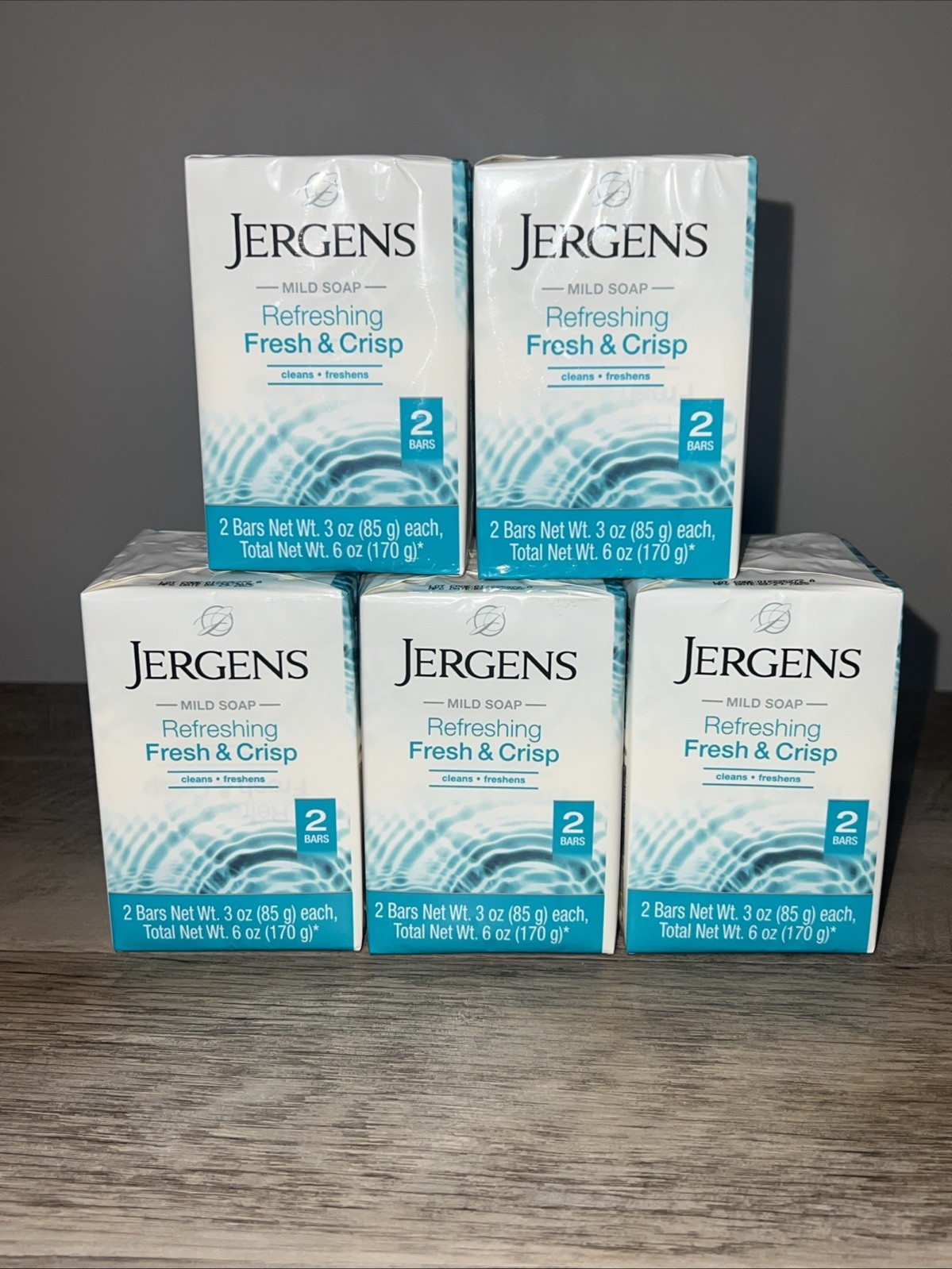 5x Lot Jergens Fresh & Crisp Mild Soap 10 Bars Total New Sealed