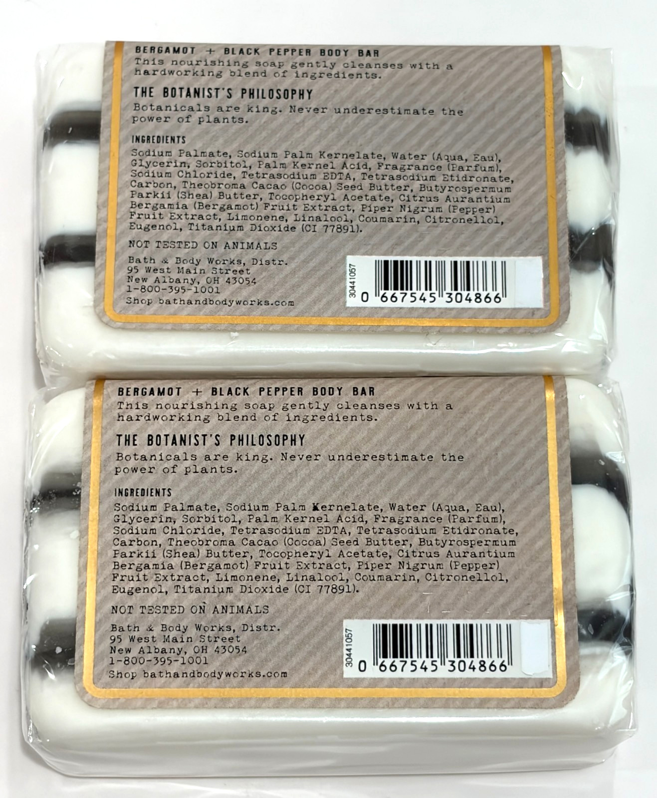 2x Bath & Body Works Bergamot + Black Pepper Bar Soap 6 fl oz / 170 g Each
