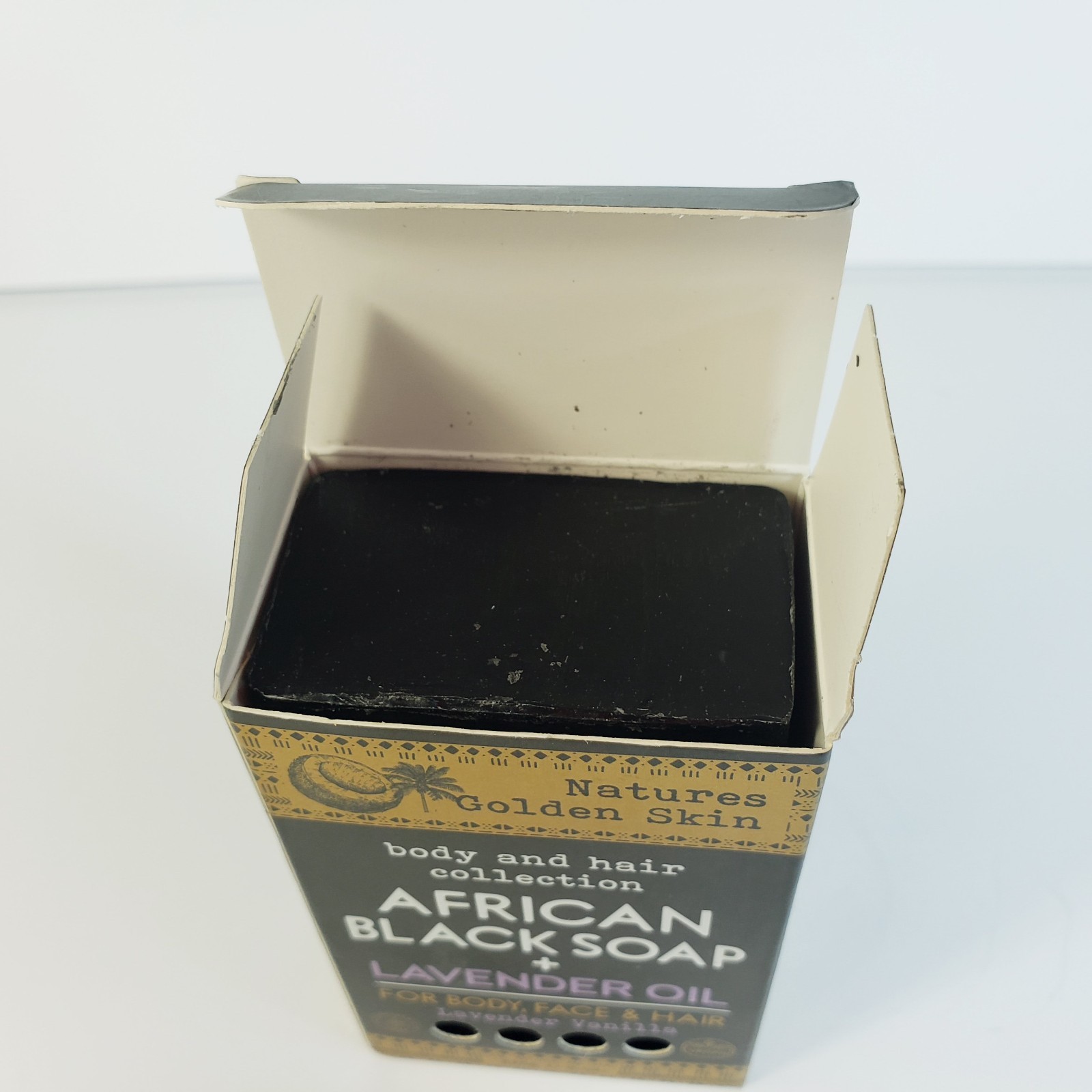 Natures Golden Skin African Black Soap+ Lavender OIl for Body Face & Hair 10 oz