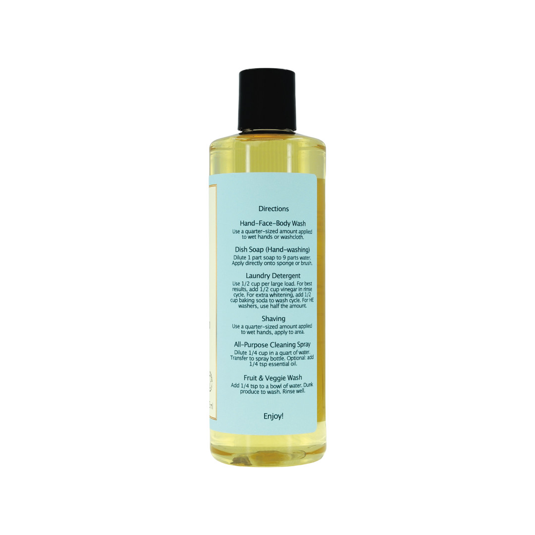 Liquid Castile Soap (Pump Cap) – Organic Ingredients, Gentle For Sensitive Skin