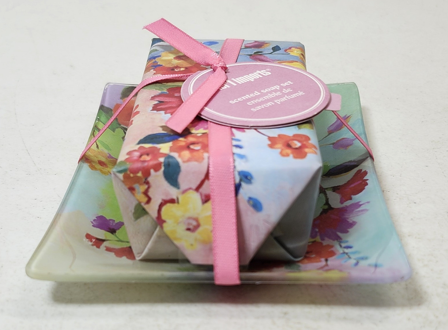 Pier 1 Imports Colorful Floral Scented Soap With Dish Bathroom Decor NEW