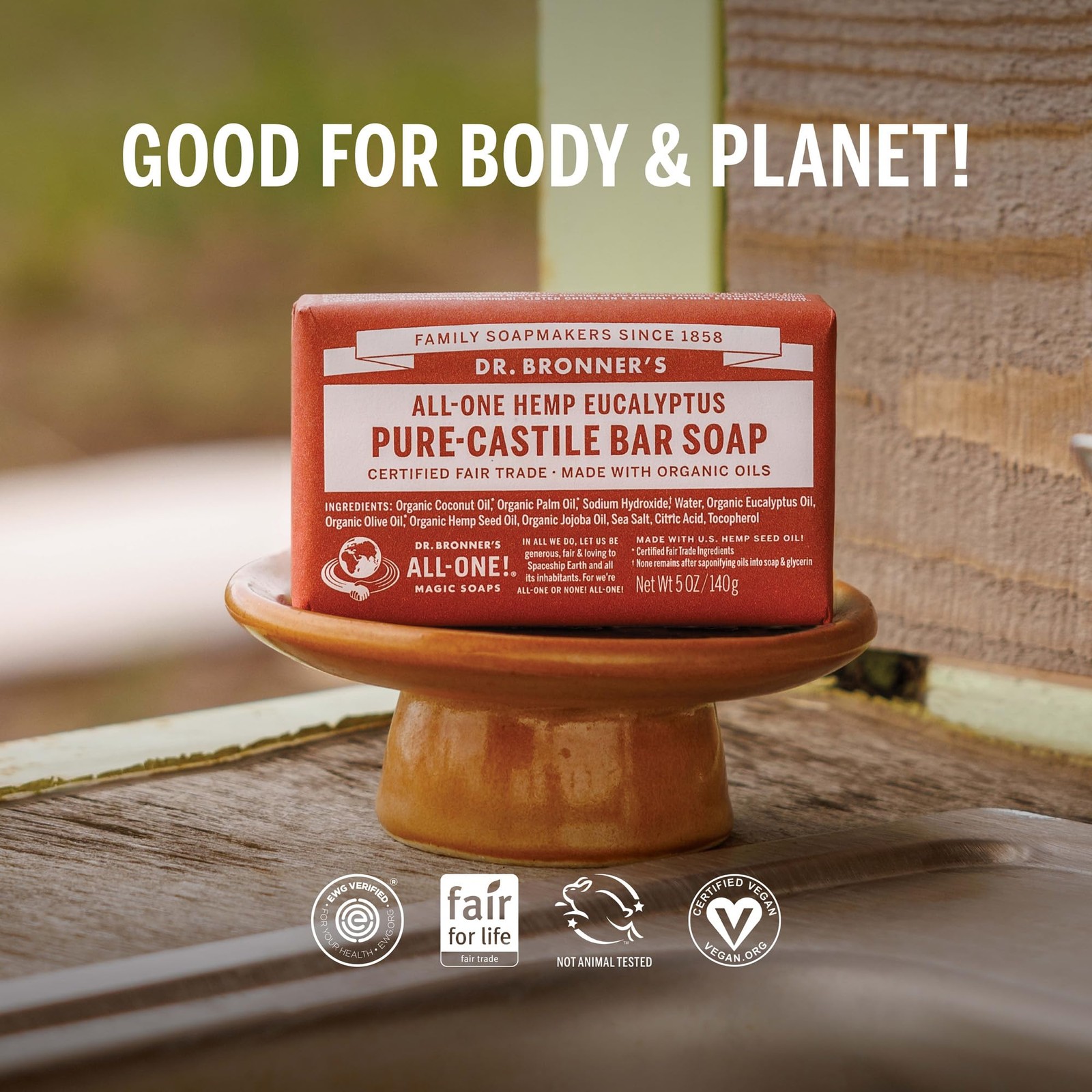 Dr Bronners Pure Castile Eucalyptus Soap Pack Of 2 5 Ounce Rich Lather Vegan