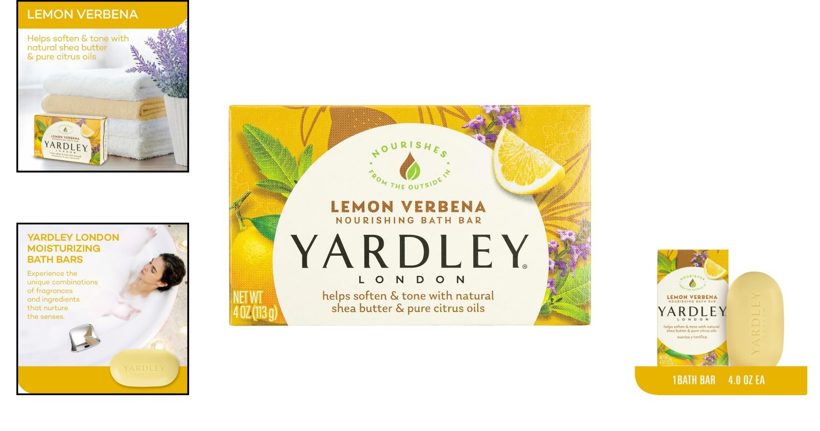 London Lemon Verbena 4.25 oz Moisturizing Bath Bar with Shea Butter & Oils
