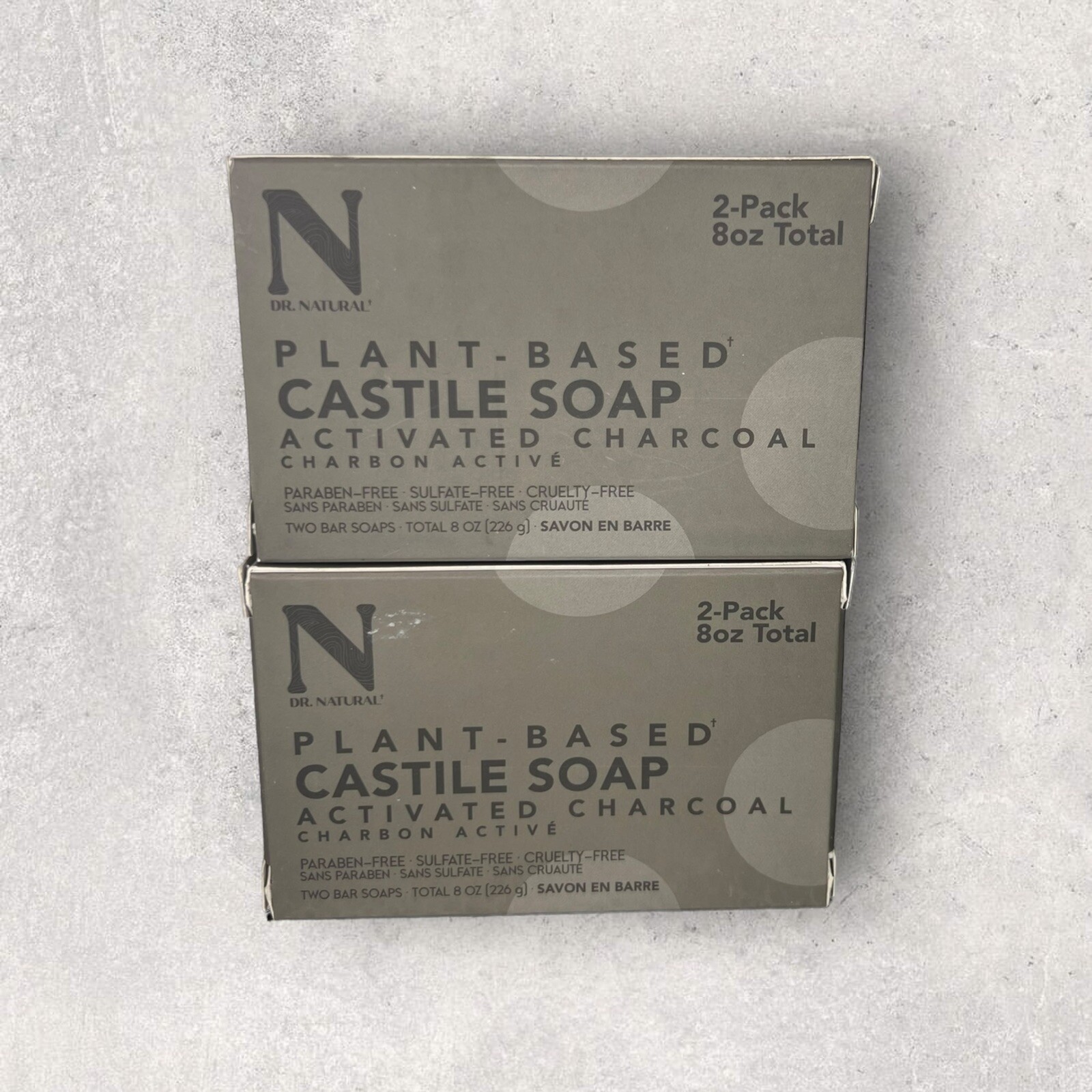 Dr. Natural Plant Based Castile Soap Activated Charcoal Paraben Free 2pks 4 Bars