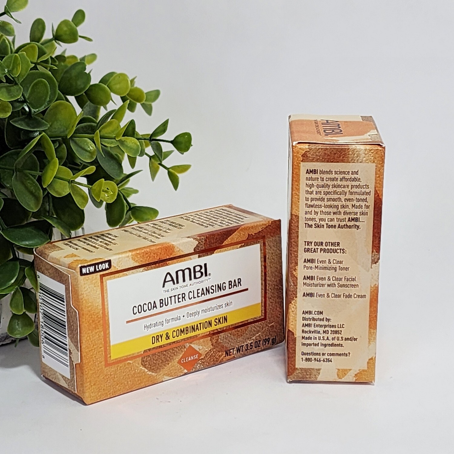 AMBI Cocoa Butter Cleansing Bar Soap Dry & Combination Skin 3.5 oz each – 2-Pack