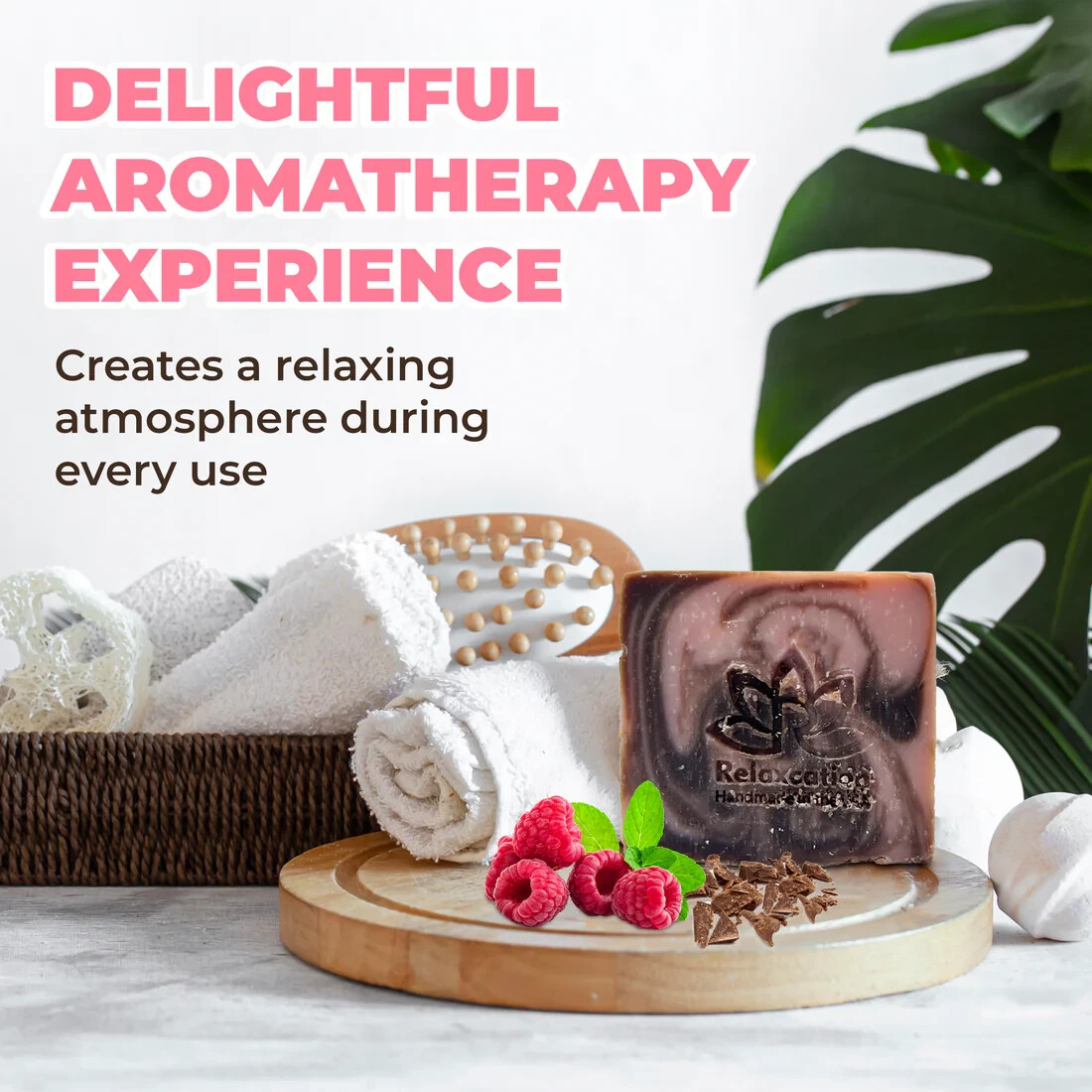1 Raspberry Chocolate Natural Soap Bar – Moisturizing and Exfoliating Square