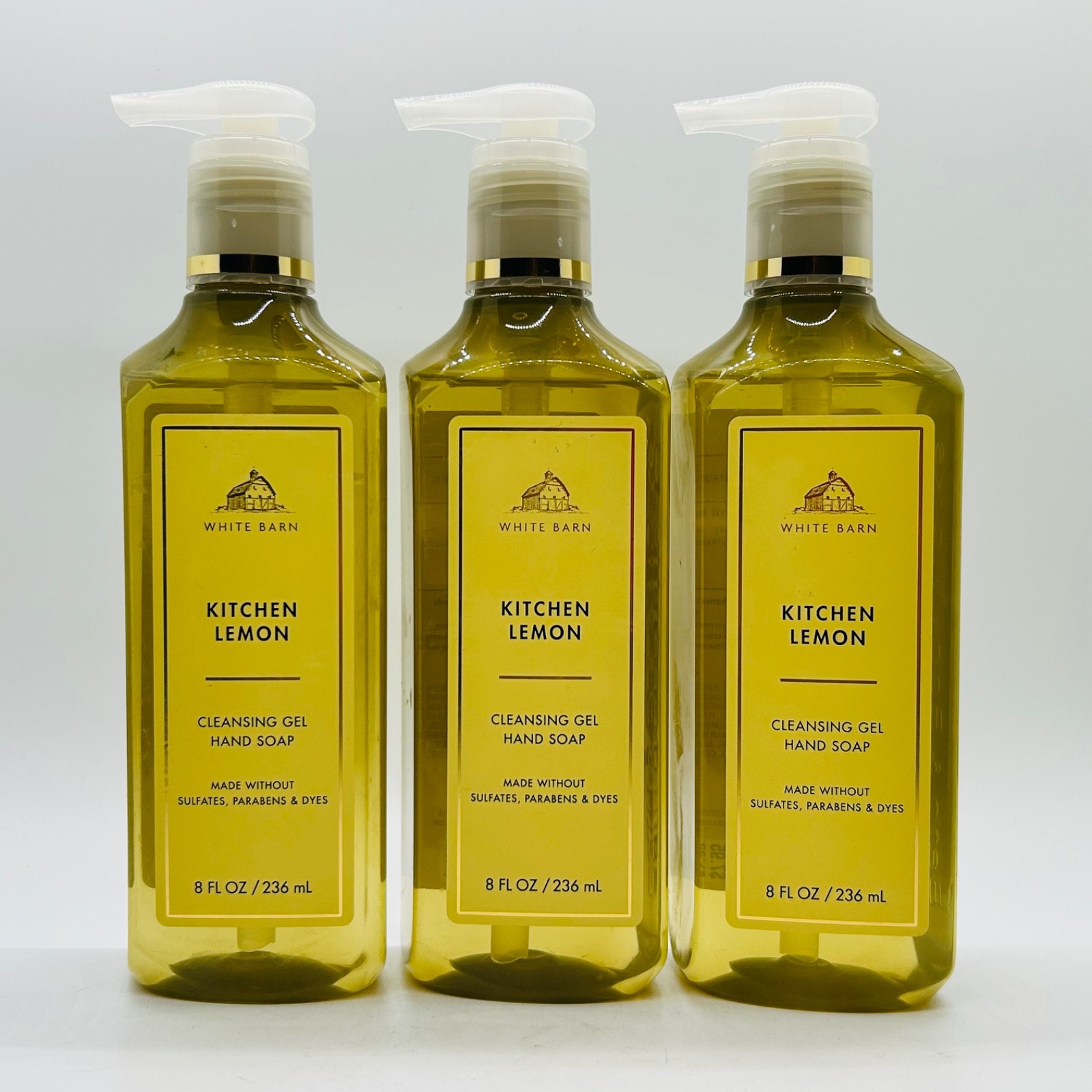 3-Pack Bath & Body Works KITCHEN LEMON Cleansing Gentle Gel Hand Soap 8 fl.oz