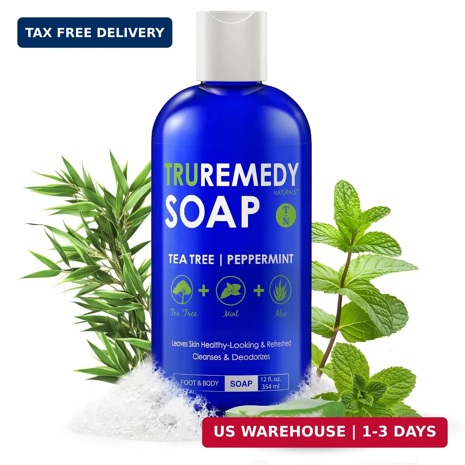 Truremedy Naturals 12 oz Tea Tree Oil Body Wash – Invigorating Tea Tree Soap wit