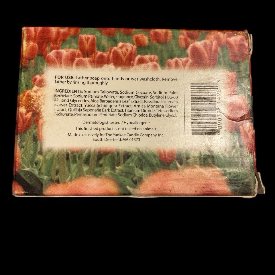 Rare Vintage New YANKEE CANDLE TULIPS Scented Soap Bar -NIB 3.7 oz- Rare Find
