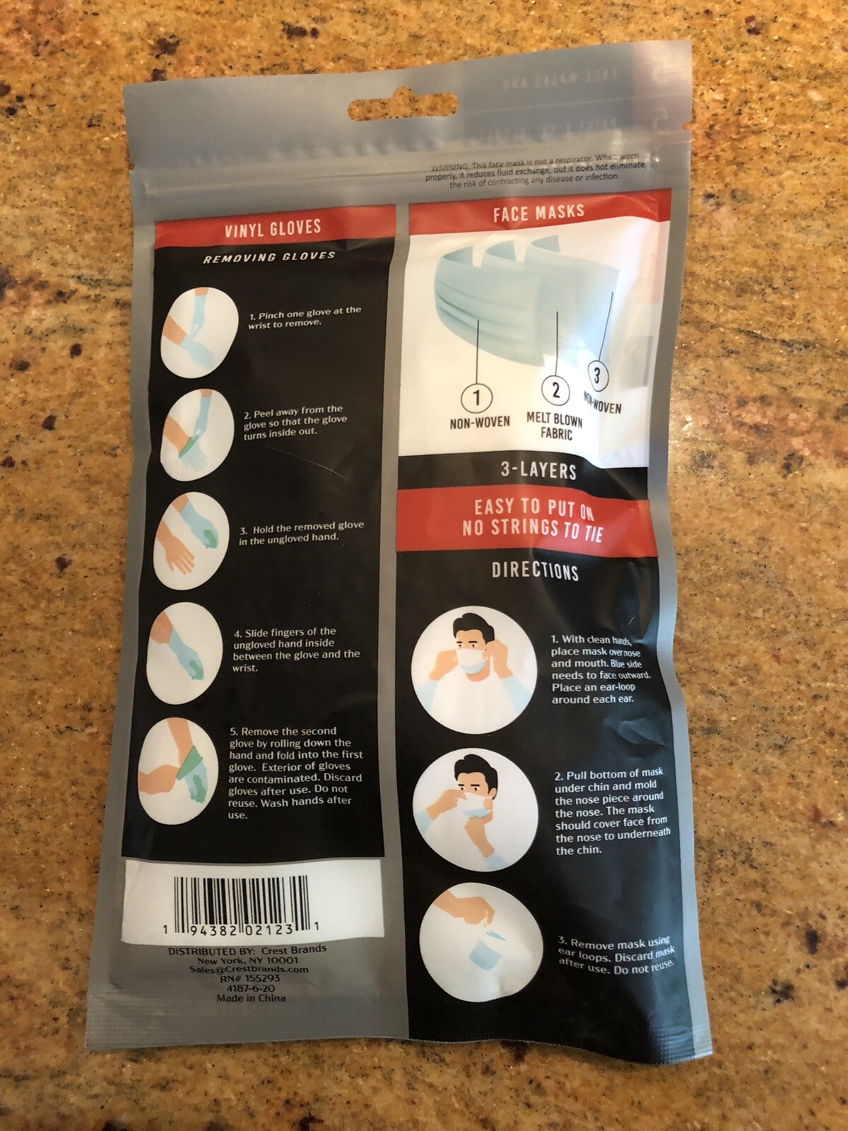 face mask and gloves