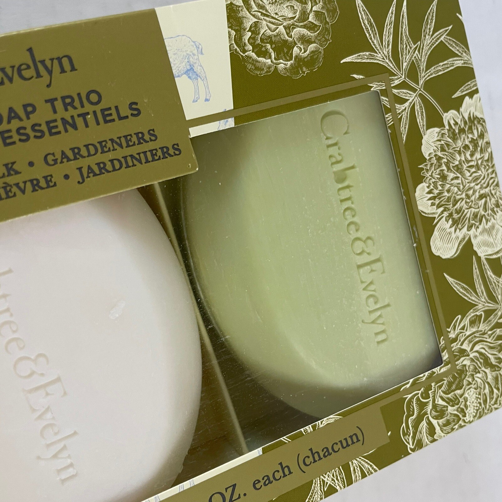 Crabtree & Evelyn Essentials Soap Trio La Source Goat Milk Gardener 6.5 Oz Each