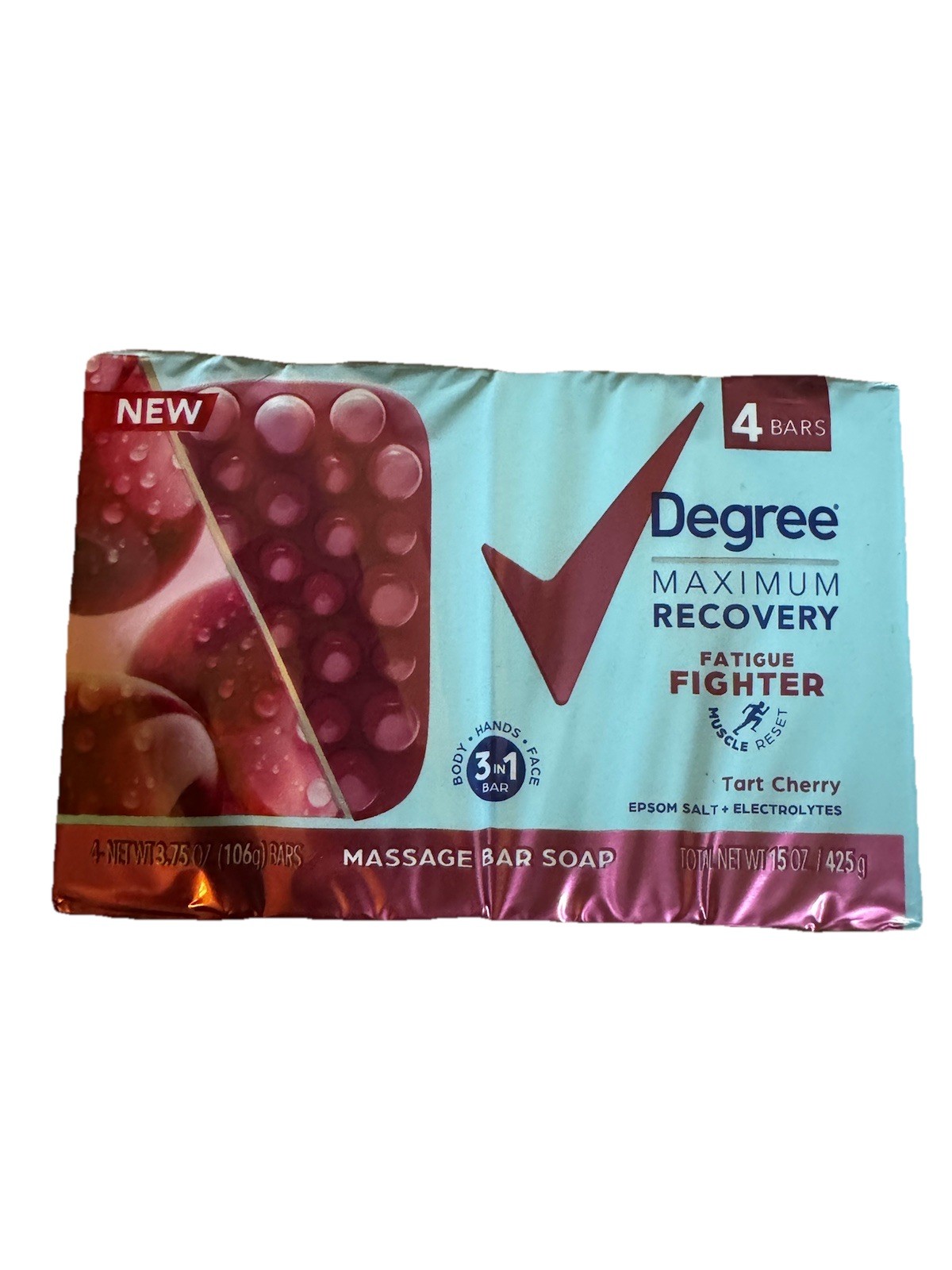 Degree Maximum Recovery Tart Cherry Massage Bar Soap 4 Pack