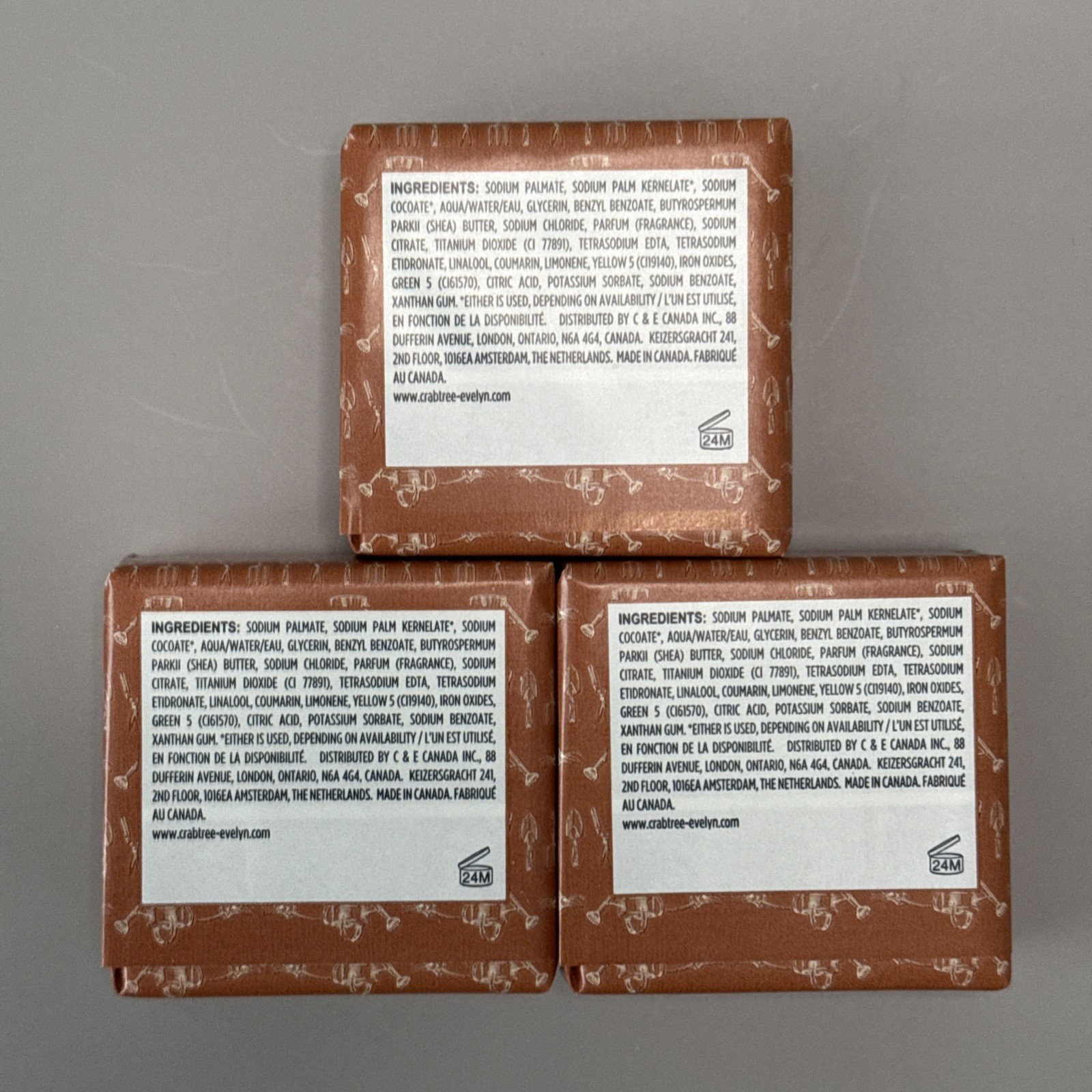 Crabtree & Evelyn GARDENERS Triple Milled Soap Bar Set of 3 – 3x 3.5oz