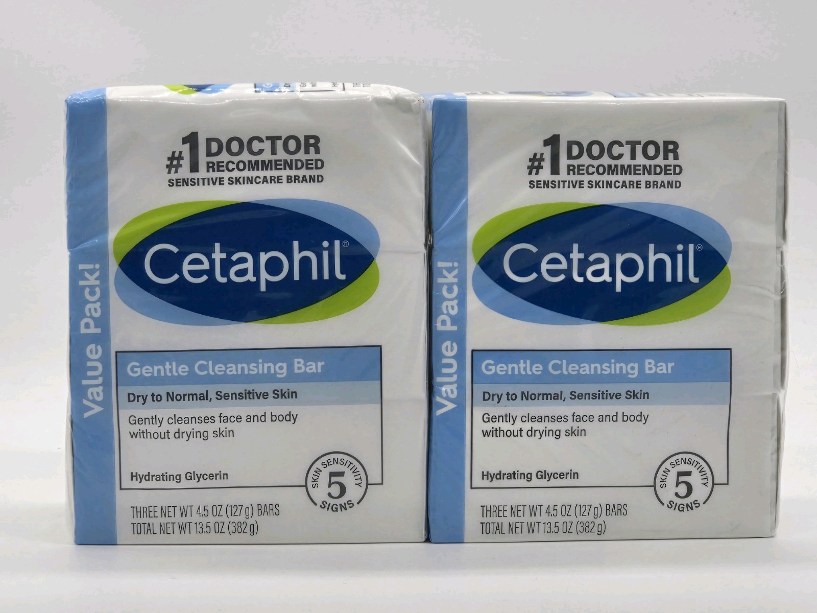 2x VALUE PK Cetaphil GENTLE CLEANSING BAR 4.5oz Dry Sensitive Skin = 6 bars