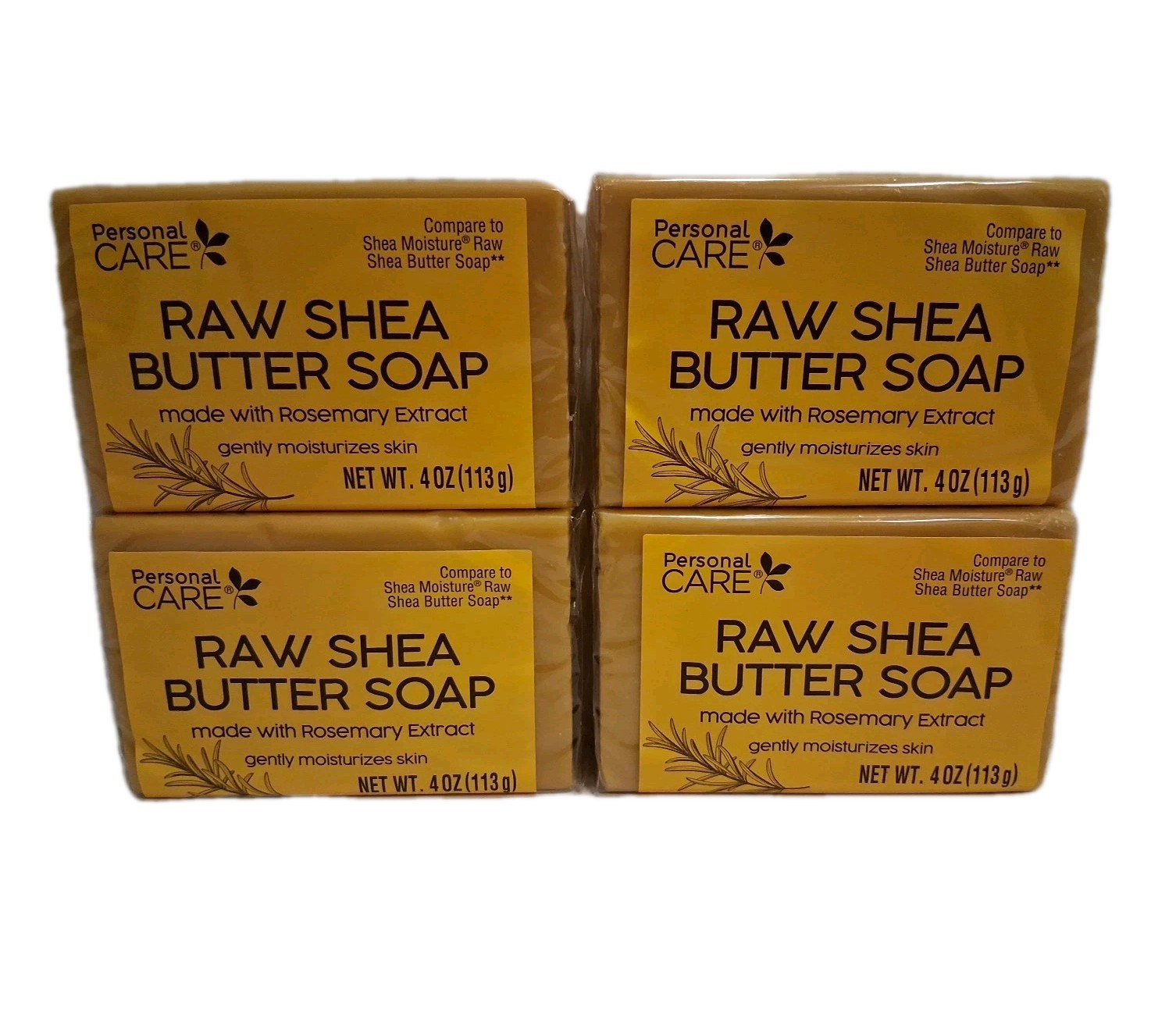 Personal Care Raw Shea Butter Soap, Rosemary Extract, Moisturizing 4 oz, 4pk