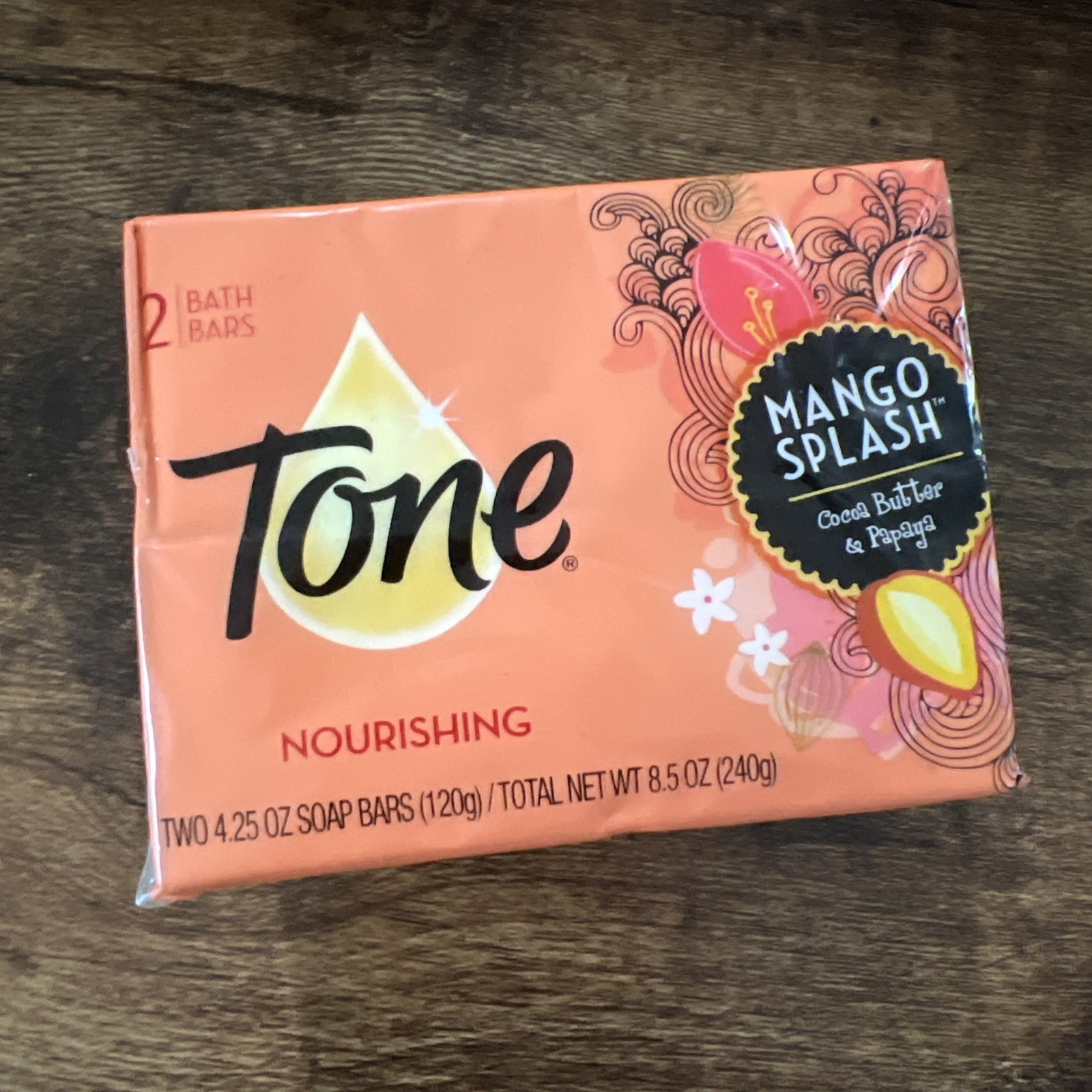 2 Tone MANGO SPLASH Cocoa Butter & Papaya 4.25 oz Each Bar Soap