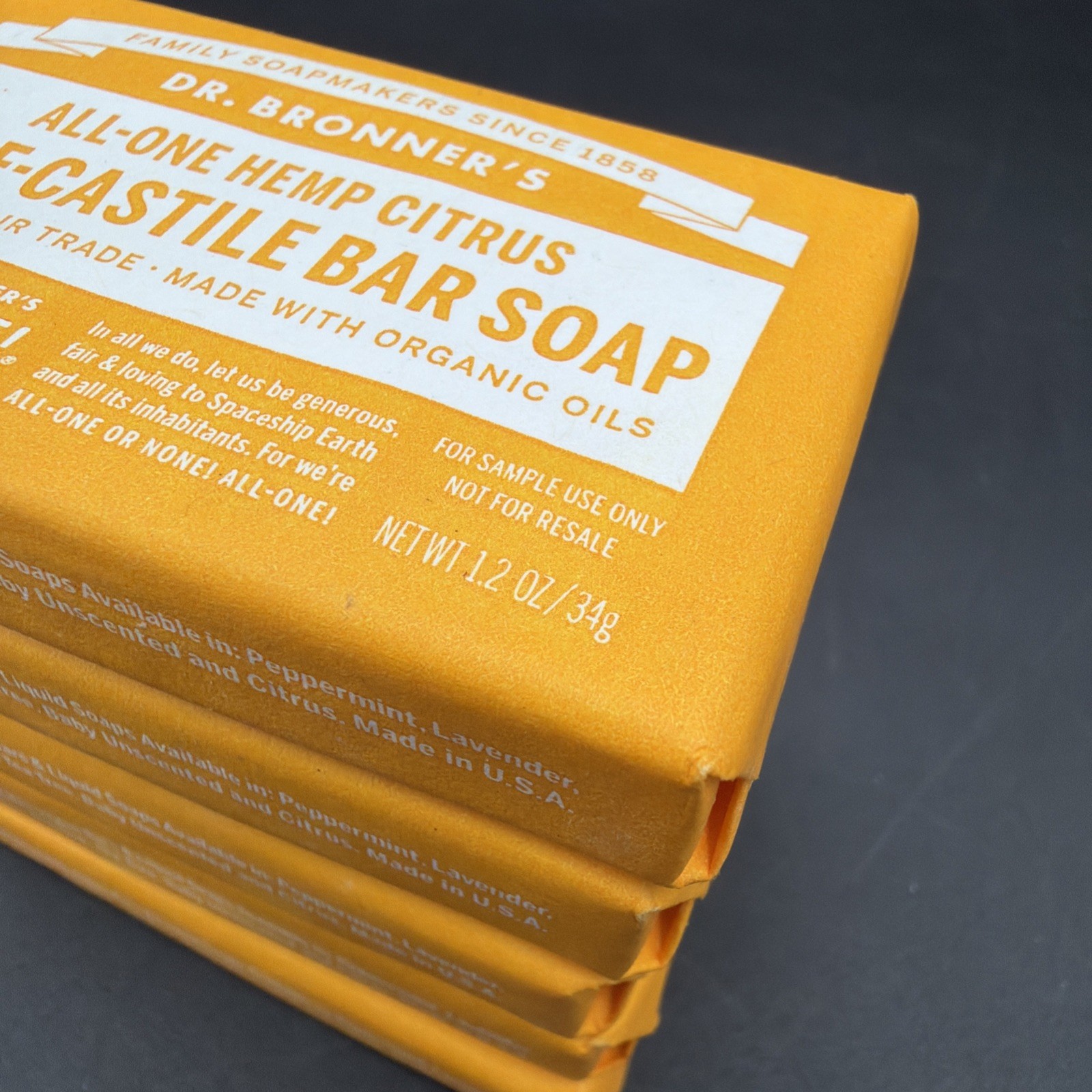 5x Dr Bronner’s All-One Hemp CITRUS Pure Castile Bar Soap NEW Travel Size 1.2 oz