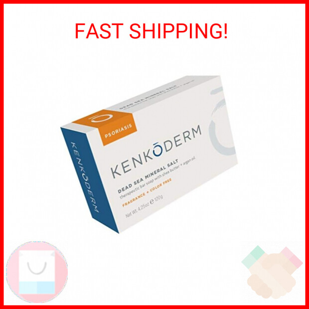 Kenkoderm Psoriasis Mineral Salt Soap with Argan Oil & Shea Butter, 4.25 oz, 1 B