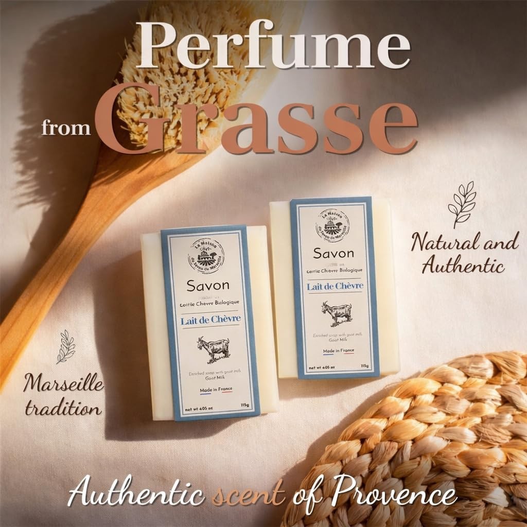 La Maison du Savon Goat Milk Soap Bar Duo for Hands & Body, 2 x 4.06 oz