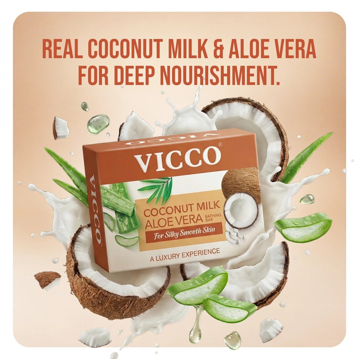 Vicco Coconut Milk Aloe Vera Silky Smooth Bathing Soap 100g 4 pack