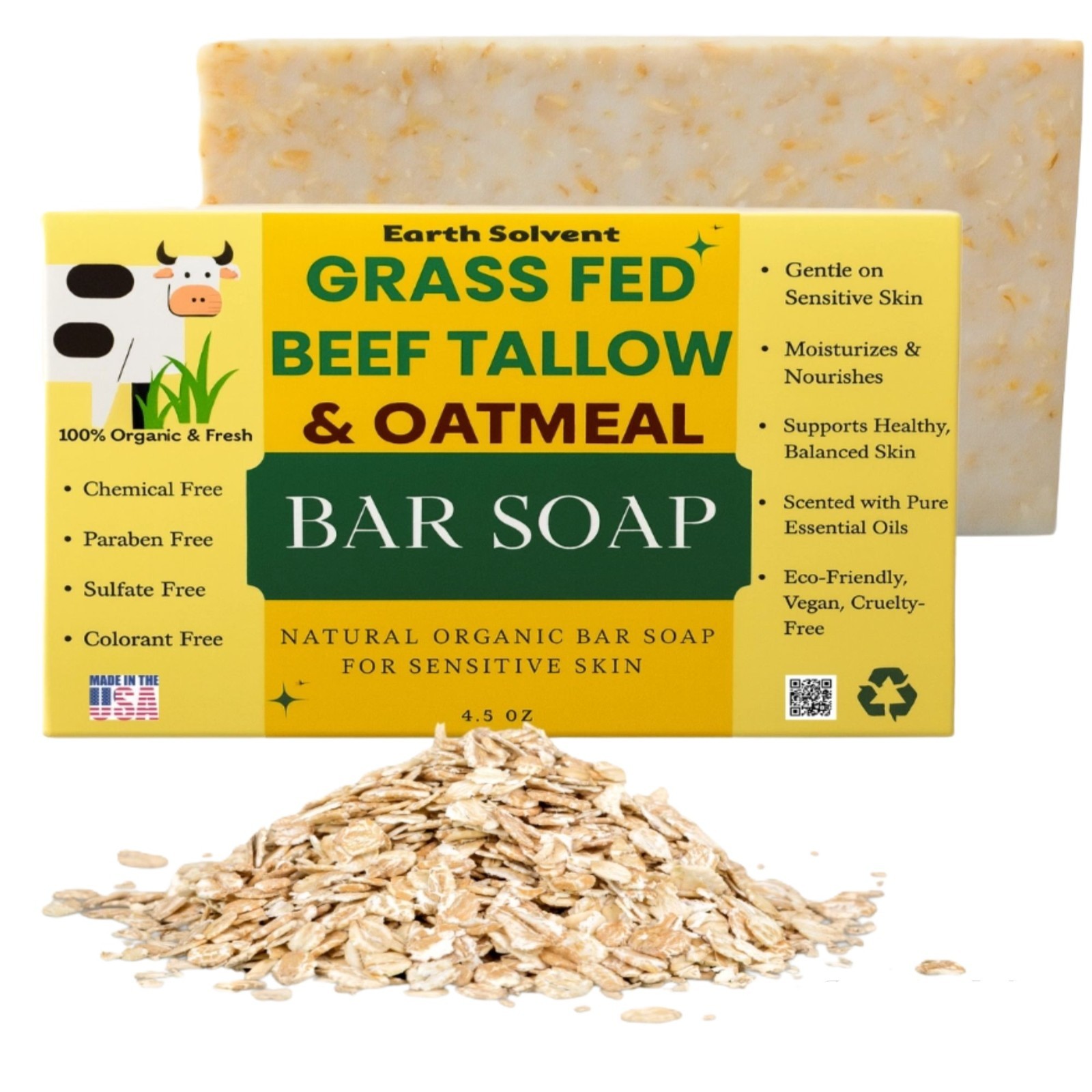 Tallow Soap Bar Natural Grass Fed Beef Tallow Soap Hypoallergenic Sensitive Skin