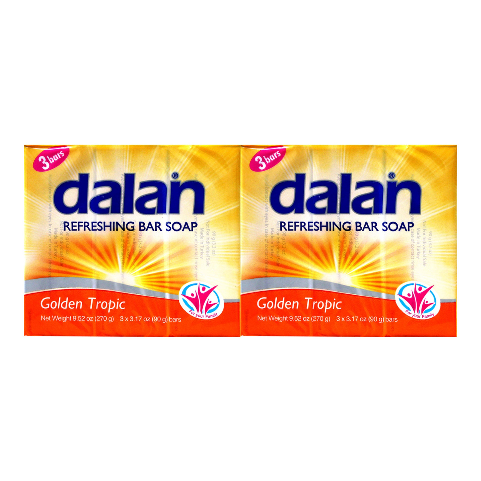 Dalan Antibacterial Refreshing Soap – Golden Tropic, 6 Bars x 3.17oz Each