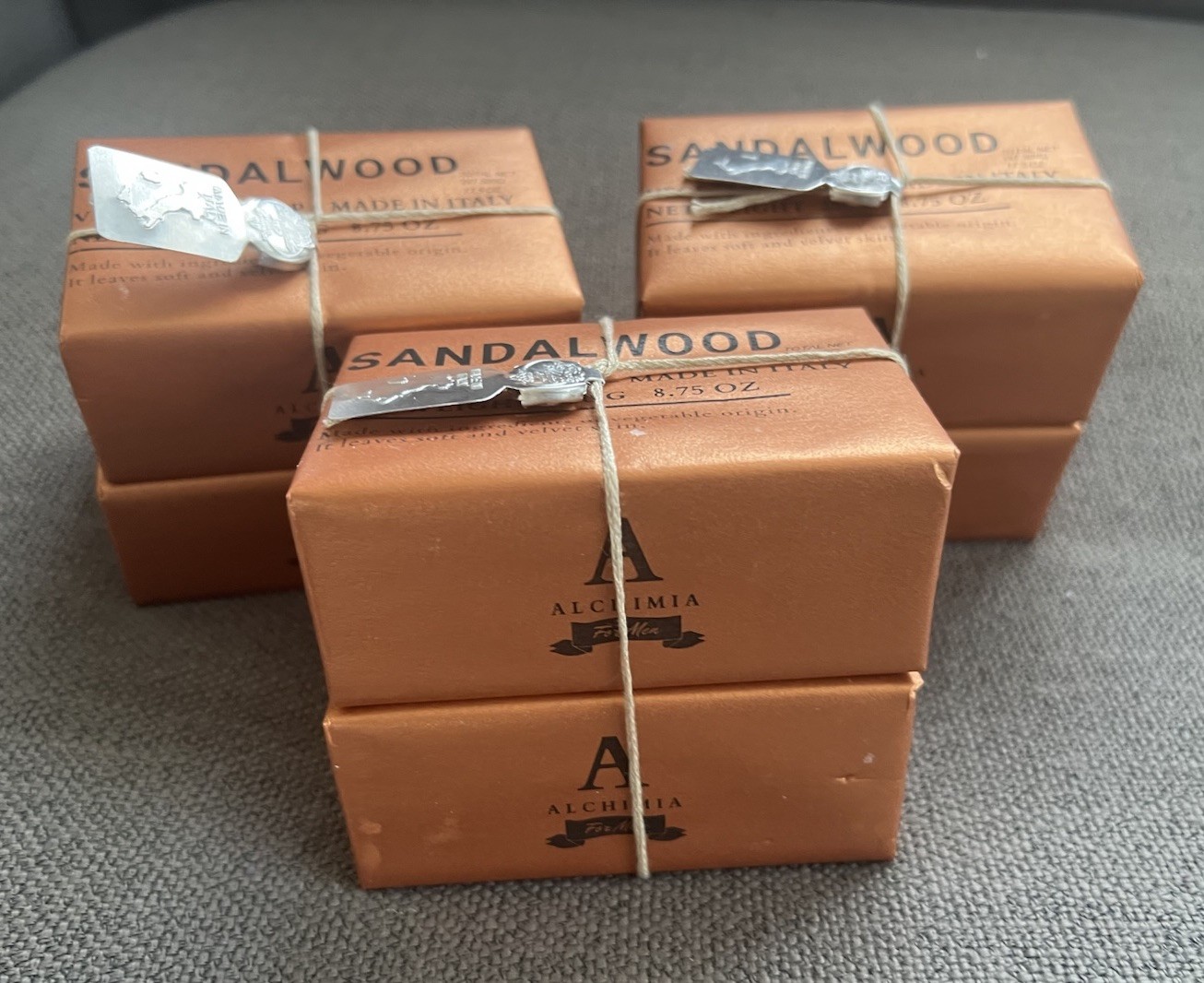 6 X ALCHIMIA For Men SANDAL Vegetable Bar Soap 8.75 oz. Italy