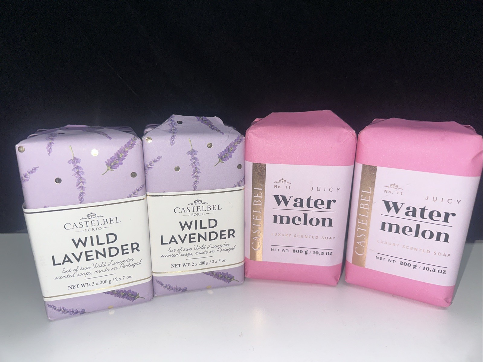 LOT OF 6-Castelbel Luxury Scented Bath Bar Soap 2 WATERMELON & 4 WILD LAVENDER