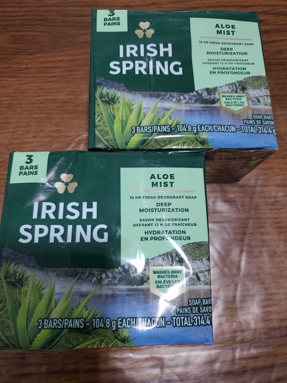 2 Irish Spring 12 Hr Fresh ALOE Deodorant Soap 3 Bars