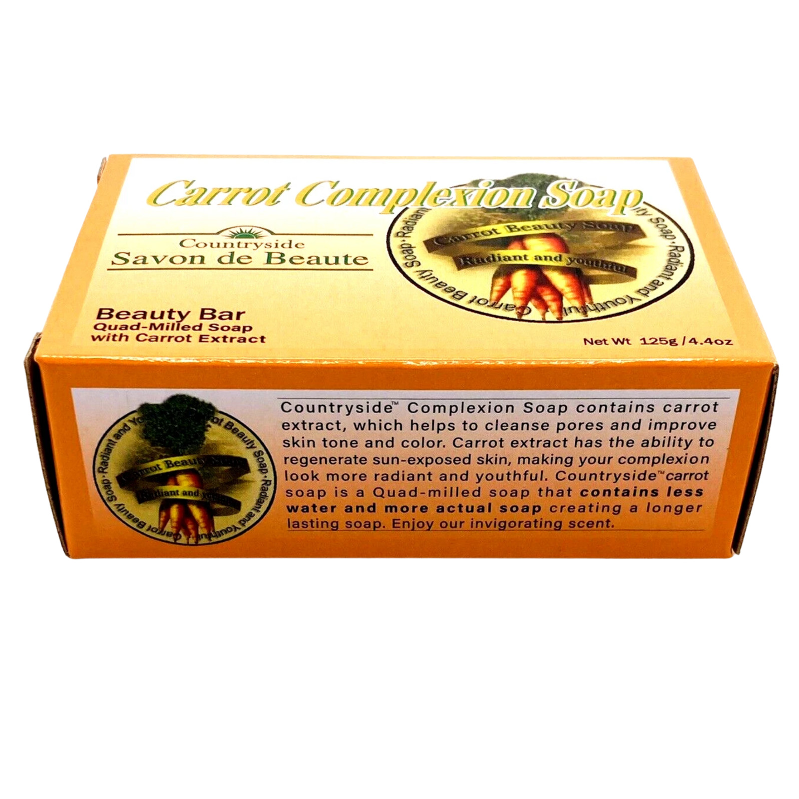 6x Carrot Extract Bar Soap Helps Cleanse Pores & Improve Skin Tone 4.4 oz