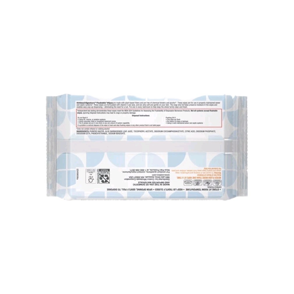 Kirkland Flushable Wipes 10 Pack 640 Count Fragrance Free Pre Moistened Bathroom