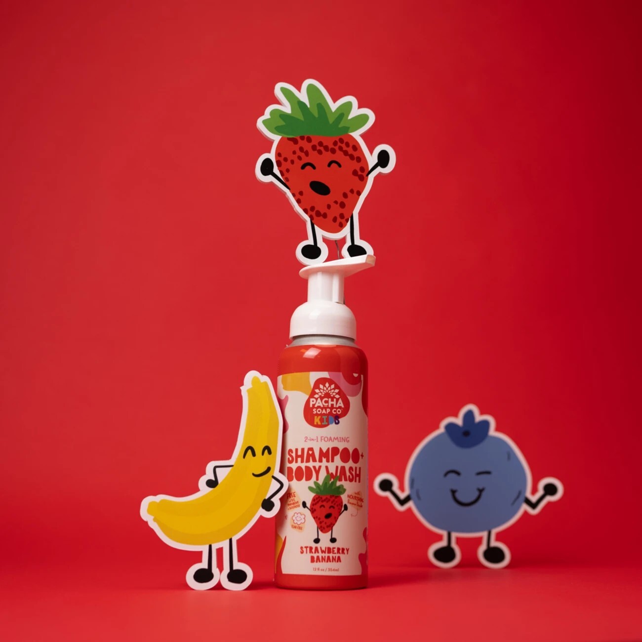 Pacha Soap Co. Strawberry Banana 2 in 1 Shampoo Body Wash 12 Oz