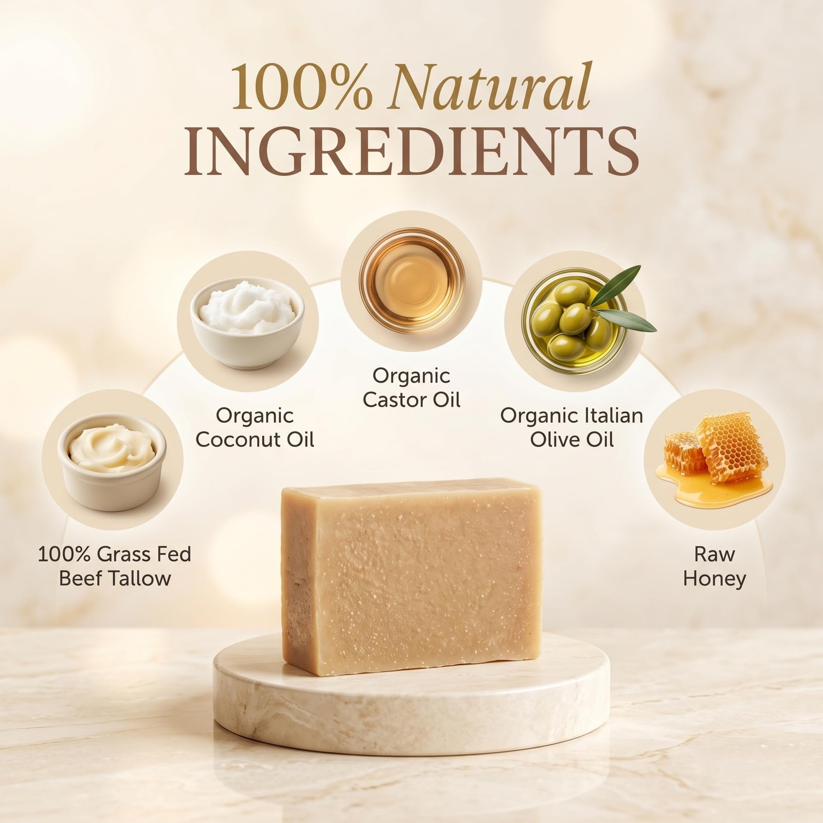 Terra Lotus – Organic Tallow Soap with Castor 3.5 Ounce (Pack of 3)