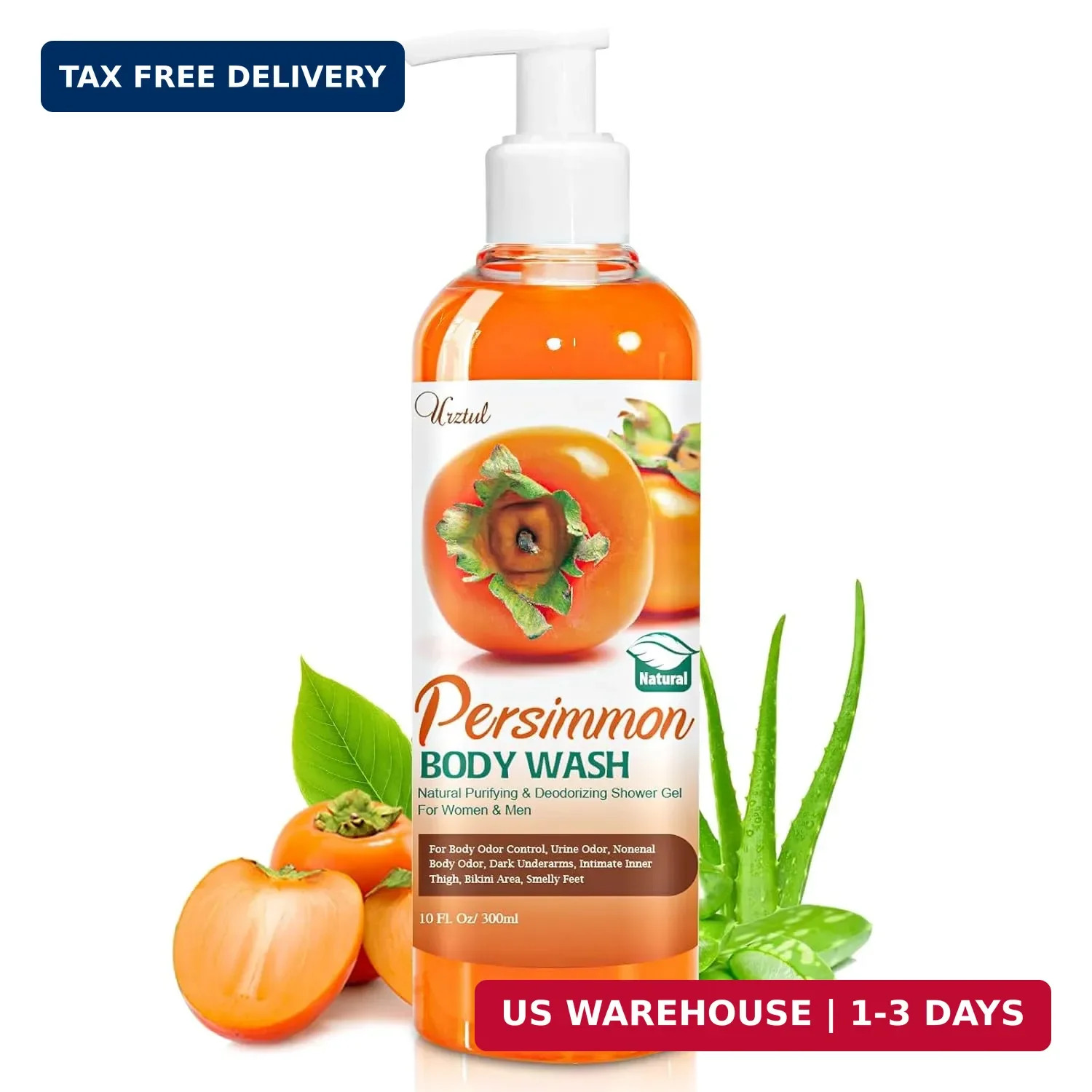 Persimmon Body Wash for Body Odor Control，Natural Bath Deodorant Bar Soap for St
