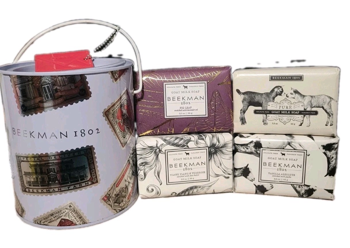 Beekman 1802 Special Delivery Metal Gift Tin With (4) 3.5oz Goat Milk Soap Bars
