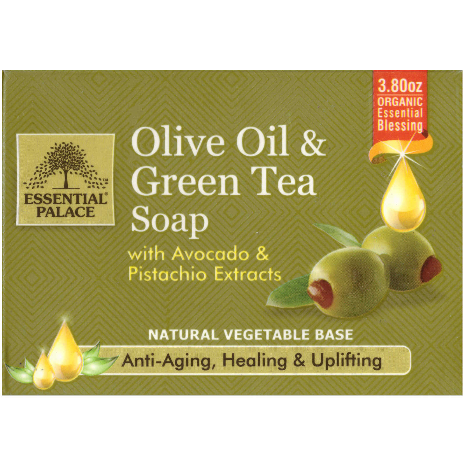 Organic Olive Oil & Green Tea Soap Anti-Aging, Healing & Vegetable Base 3.80 OZ