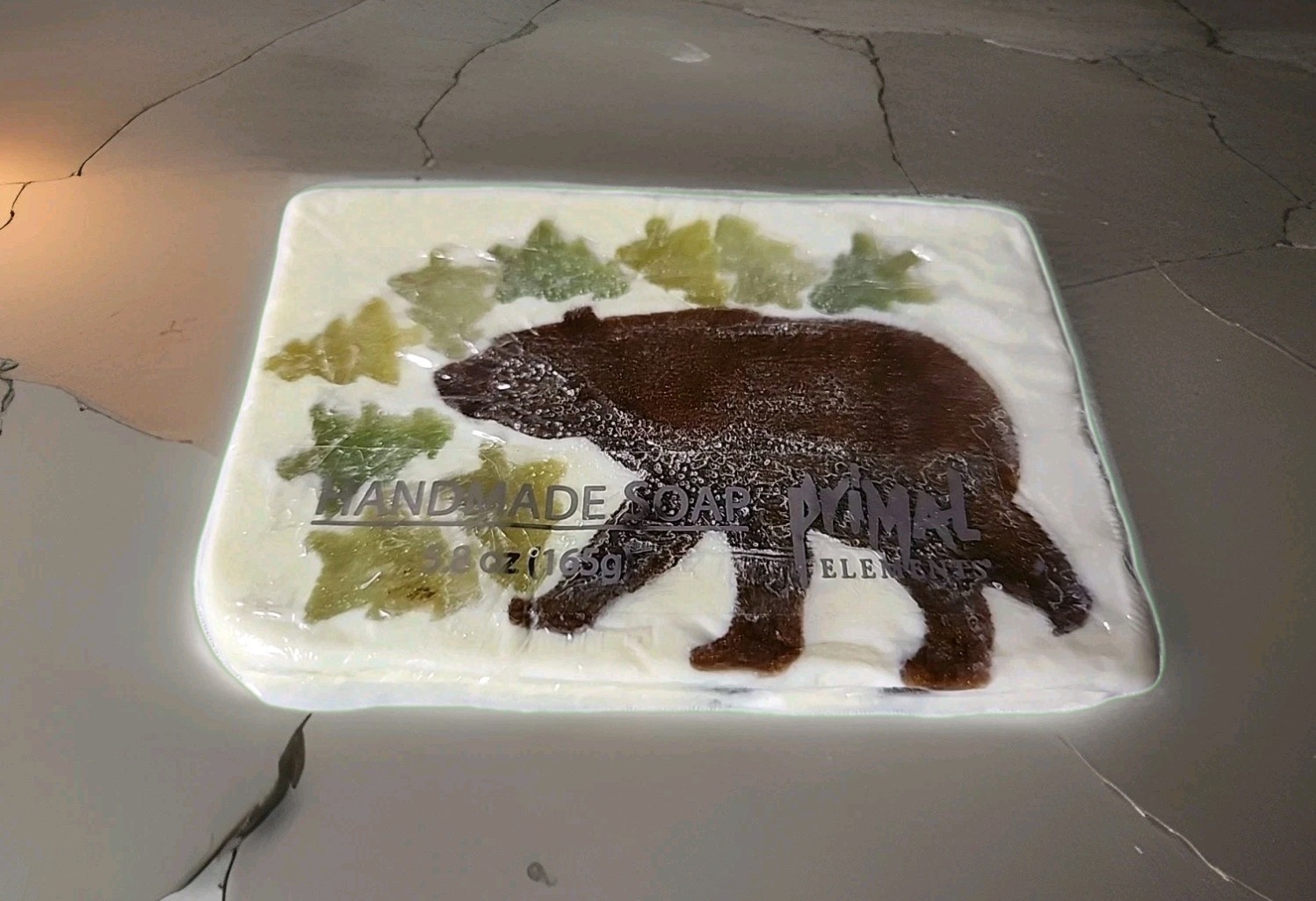 Primal Elements Warm Gingerbread Scent Handmade Bar Soap Ginger Bear 5.8 Oz